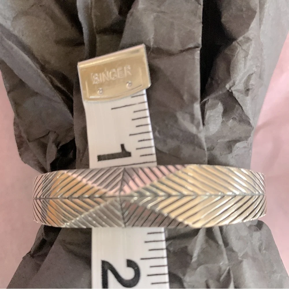 COPY - Elizabeth and James Textured Feather Stud Cuff bracelet sterling silver - Picture 6 of 11